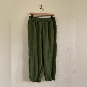 Madewell Women’s Tapered Huston Pull-On Crop Pants Linen Green Size M Pocket